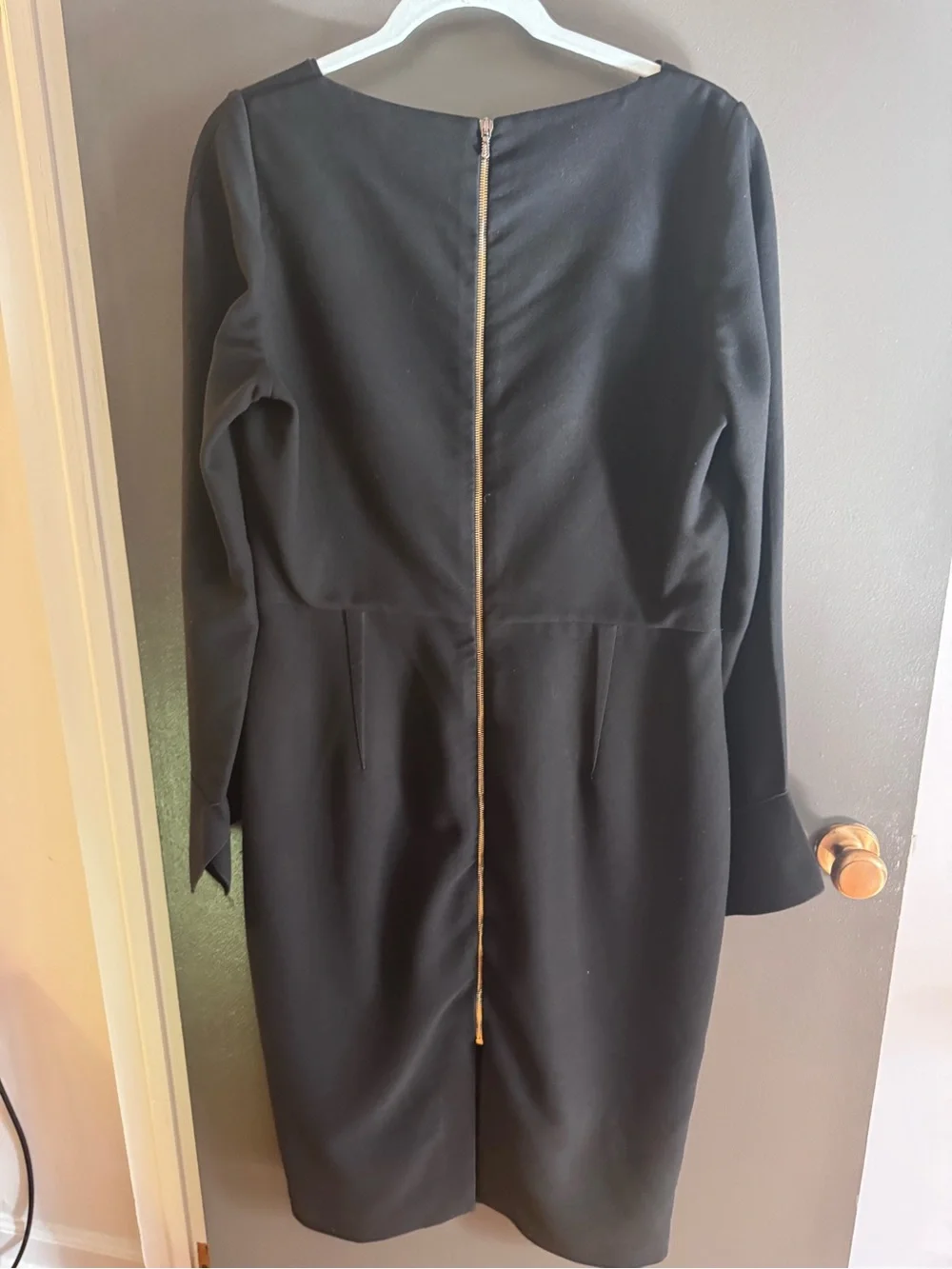 Roland Mouret Black Long Sleeve Draped Neck Dress - Picture 6 of 14